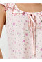 Floral Print Ruffle Neck Sleeveless Nightdress - 3