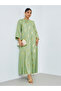 Green Foil Print Round Neck Jalabiya
