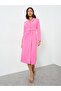 Pink Blazer Midi Dress with Buckle Belt - 3