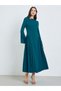 Teal Cut-Out Detail Pleated Maxi Dress - 3