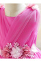 Girls Ruffle Hem Floral Detail Bow Party Dress - 5