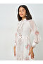 Light Pink Floral Belted Midi Dress - 2