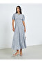 Grey Floral Puff Sleeves Maxi Dress - 3