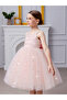 Girls Bow Detail Embellished Mesh Dress - 4