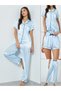 Pack of 3 - Contrast Piping Detail Shirt, Pyjama and Shorts Set