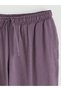 Plum Color Elastic Waist Wide Leg Women's Trousers - 2