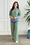 Skirt with Denim Detail and Trousers Set