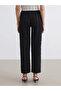 Black Textured Women's Trousers with Elastic Waist - 2