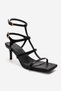 Viento Black Leather Strapped Women's Stiletto Heel U Shoes - 3