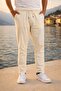 Meridian Fabric Relaxed Fit 100% Cotton Lu Jogger Pants Men's Summer Sweatpants - Ecru - 4