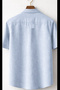 Men's Blue Short Sleeve Large Size Summer Wide Cut Shirt Pocketed - 4