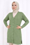 Buttoned Long Mercerized Cardigan N3176 Çağla