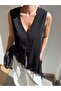 Women's Lace Detailed Asymmetrical Buttoned Blouse Vest - 2
