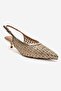 Orelis Gold Knit Patterned Women's Short Heeled Shoes - 3
