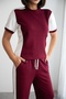 Women's Short Sleeve Color Block Paneled and Striped Detail Comfortable Modal Set - 8