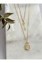 Steel Zircon Stone Key Lock Pendant Trend Double Necklace Set - 2