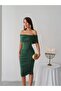 Sendy Midi Length Ruched Dress with Cowl Neck 583279 Emerald - 3