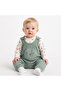 Baby Salopet Set Teddy Bear Print Pocketed 2-Piece Set Long Sleeve Bodysuit + Overalls