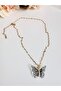Steel Polka Dot Butterfly Gold Necklace 45 cm - 3