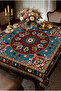 Italian K Velvet Y Washable m Tablecloth 95X95 cm Turquoise Şahzade D Patterned Decorative Coverlet