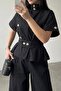 Stand-Up Collar Blouse and Pants Set 51310 - 2