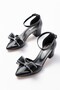 Women's Black Pointed Toe Bow Detail Comfortable New Classic Shoes - 3