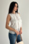 Women's Layered Ruffled Blouse – White Sleeveless Stylish Summer Blouse - 2