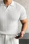 Italian Style V-Neck Hair Ö Knitted Detail S Slim Fit Knitwear Men's Polo Tshirt - 2