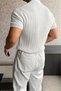 Italian Style V-Neck Hair Ö Knitted Detail S Slim Fit Knitwear Men's Polo Tshirt - 5