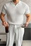 Italian Style V-Neck Hair Ö Knitted Detail S Slim Fit Knitwear Men's Polo Tshirt