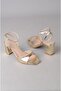 Seç Y195 Heelled Women's Shoes (Heel:7.5 cm) Gold - 7
