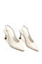 Women's Beige Medium Heel Stiletto with Stone Toe Pads New Season F182 - 5