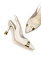 Women's Beige Medium Heel Stiletto with Stone Toe Pads New Season F183 - 8