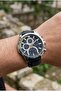 Sports and Modern Men's Wristwatch |   45 mm Steel Case, Navy Blue Leather Strap, Dark Blue Dial - 2