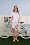 Women's Dublin Fabric Rodoplu Shirt Collar Lilac Shorts Set