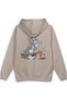 Cat Back Printed Hooded Half Oversized Sweatshirt Stone Color Hoodie 1379