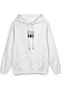 Kartal Sırt Printed Hooded Semi Oversized Sweatshirt White Hoodie 1191 - 3