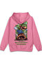 Super Sırt Printed Hooded Half Oversized Sweatshirt Pink Hoodie 1390