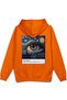 Van Gogh Starry Night Back Printed Hooded Half Oversized Sweatshirt Orange Hoodie 1243