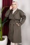 Trench Coat Belt in Unlined with Epaulet Detail - Hijab Trench Coat (110cm) - Khaki - 8