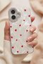 iPhone 16 Red Heart Phone Case with Stone Camera Frame, Aesthetic Stylish Design, Impact Protector