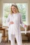 New Season Ecru Shawl Collar Patterned Summer Special Design 100% Cotton Maternity Dressing Gown Pajama Set