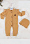 100% Cotton Baby Girl Jumpsuit with Buttoned Hat