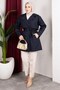 Trench Coat Belt in 1 with Epaulet Detail Unlined Trench Coat Hijab Trench Coat (85cm) - Navy Blue - 5