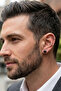 Men's Black Color Zircon Stone Magnet Non-Pierced Steel Earring (Single Piece) - 3