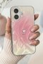 iPhone 16 Compatible Pink Feather Wave Patterned Small Heart Design Impact Protective Phone Case - 3