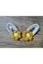 2-Piece Oval Metal Snap Buckle with Hand Knitted Fluffy Daisy Buckle - 3