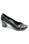 Mehtap Stripe Knot Stoned Classic Women's Heeled Shoes Black