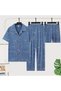 Plus Size Mens Pajamas Set, 3 Piece Soft Cotton Pajamas with Shorts Pants Short Sleeve Sleepwear - 4