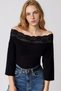 Black Boat Neck Lace Detailed Knitted Blouse Alc-X15432 - 2